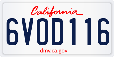 CA license plate 6VOD116