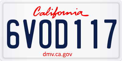 CA license plate 6VOD117