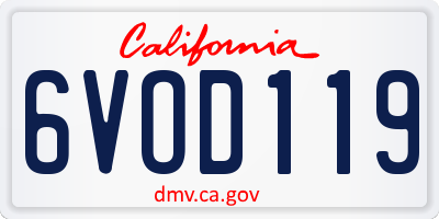 CA license plate 6VOD119