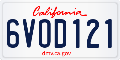 CA license plate 6VOD121