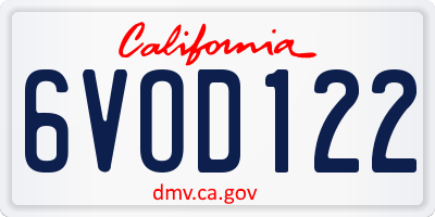 CA license plate 6VOD122