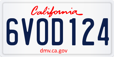 CA license plate 6VOD124