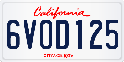 CA license plate 6VOD125