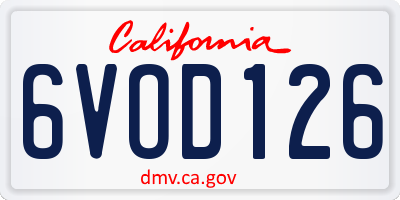 CA license plate 6VOD126