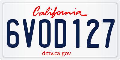 CA license plate 6VOD127