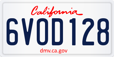 CA license plate 6VOD128
