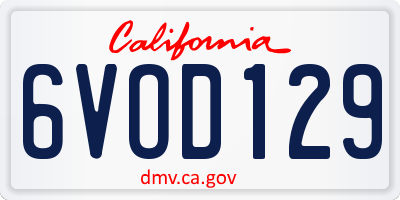 CA license plate 6VOD129