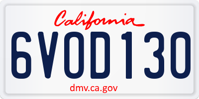 CA license plate 6VOD130
