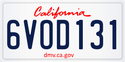 CA license plate 6VOD131