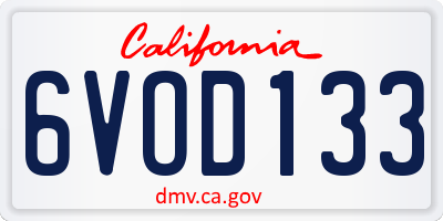 CA license plate 6VOD133