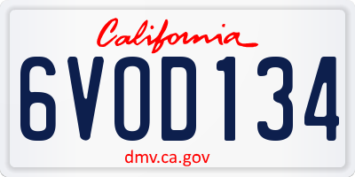 CA license plate 6VOD134