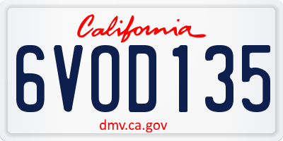 CA license plate 6VOD135