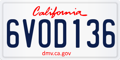 CA license plate 6VOD136