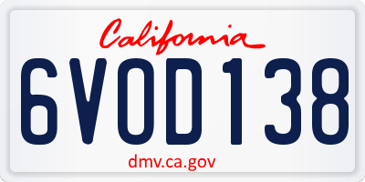 CA license plate 6VOD138