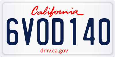 CA license plate 6VOD140