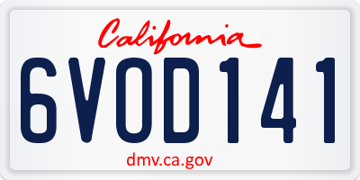 CA license plate 6VOD141