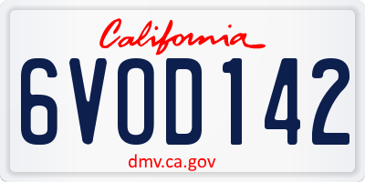 CA license plate 6VOD142