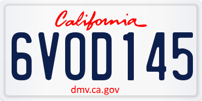 CA license plate 6VOD145