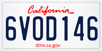CA license plate 6VOD146