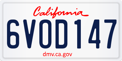 CA license plate 6VOD147