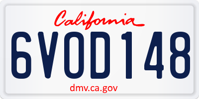 CA license plate 6VOD148