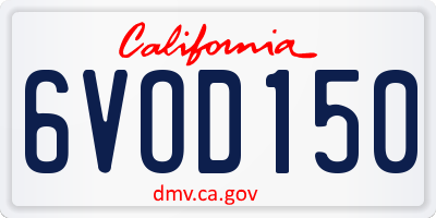 CA license plate 6VOD150