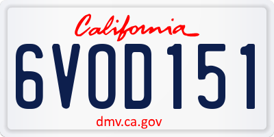 CA license plate 6VOD151