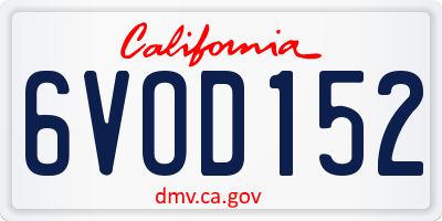 CA license plate 6VOD152