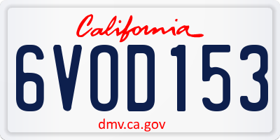 CA license plate 6VOD153