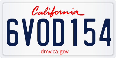 CA license plate 6VOD154