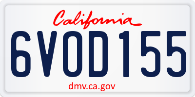 CA license plate 6VOD155
