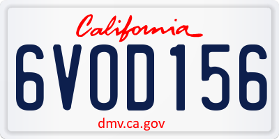CA license plate 6VOD156