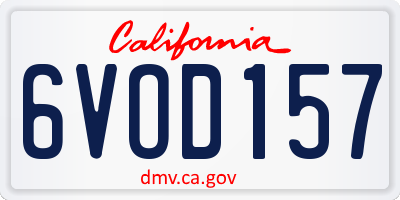 CA license plate 6VOD157