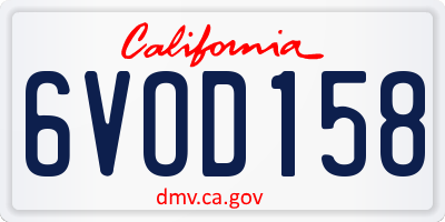 CA license plate 6VOD158