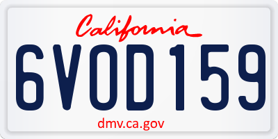 CA license plate 6VOD159