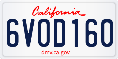 CA license plate 6VOD160