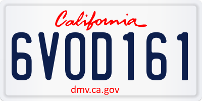 CA license plate 6VOD161