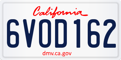 CA license plate 6VOD162