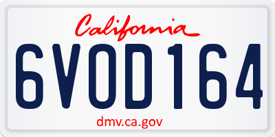 CA license plate 6VOD164