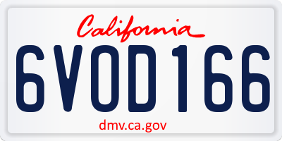 CA license plate 6VOD166