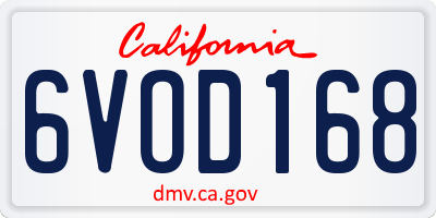 CA license plate 6VOD168
