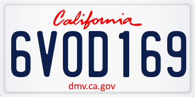 CA license plate 6VOD169