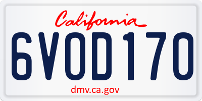 CA license plate 6VOD170