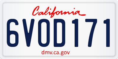 CA license plate 6VOD171