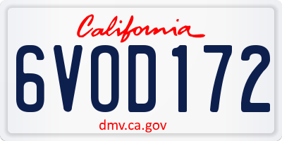 CA license plate 6VOD172