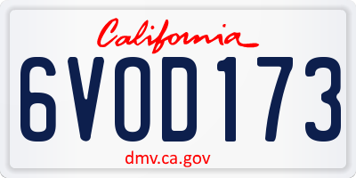 CA license plate 6VOD173