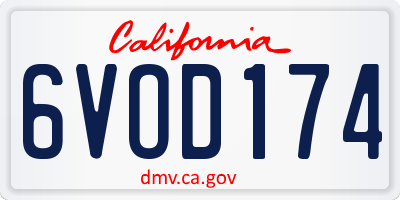 CA license plate 6VOD174