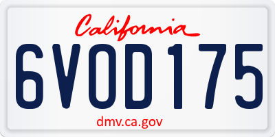 CA license plate 6VOD175
