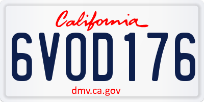CA license plate 6VOD176