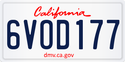CA license plate 6VOD177